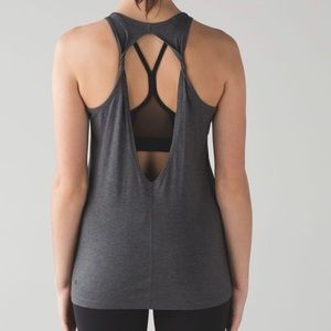 lululemon Trapeze Twist Tank - Heathered Pitch Grey - size 8